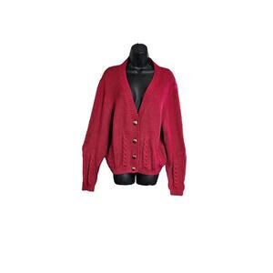 Vintage Worthington Dark Red Cable Gauge Cardigan Size Medium (Medium)